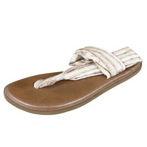 Sanuk Yoga Sling 2 Women Sandal Size 8 Casual Comfort Brown Fabric Straps